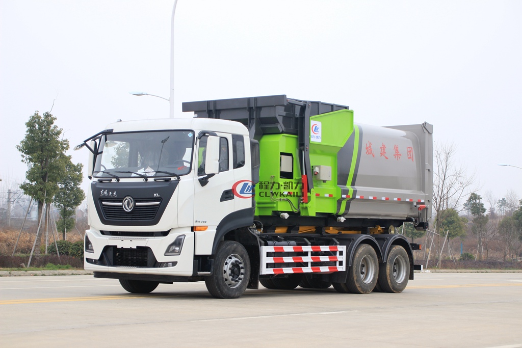 東風(fēng)天龍后雙橋勾臂式垃圾車(chē)